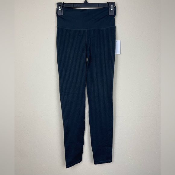 NWT Good American Black Wide Ribbed Seamless Leggings - Picture 5 of 6